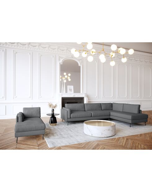 Mikael graues rechtwinkliges Weitwinkelsofa aus gewebtem Stoff - 271x200x80