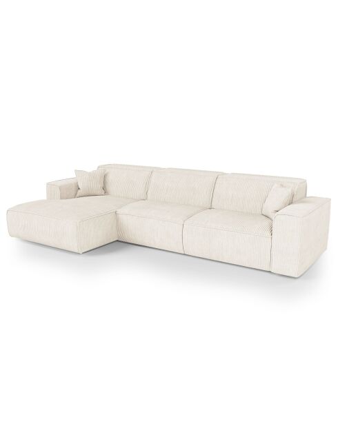 Linkes Ecksofa mit 2 dekorativen Kissen RUBEN Cream Corduroy - 323x173x78