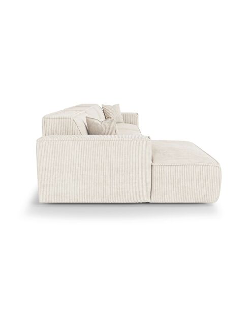 Linkes Ecksofa mit 2 dekorativen Kissen RUBEN Cream Corduroy - 323x173x78