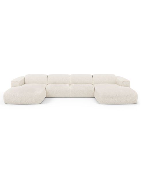 Canapé panoramique Tissu bouclette Crème - 363x165x73