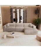 Hoekbank rechts met 2 sierkussens RUBEN Velours Taupe - 323x173x78