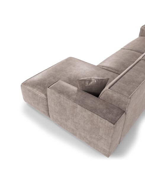 Rechtes Ecksofa mit 2 dekorativen Kissen RUBEN Velours Taupe - 323x173x78