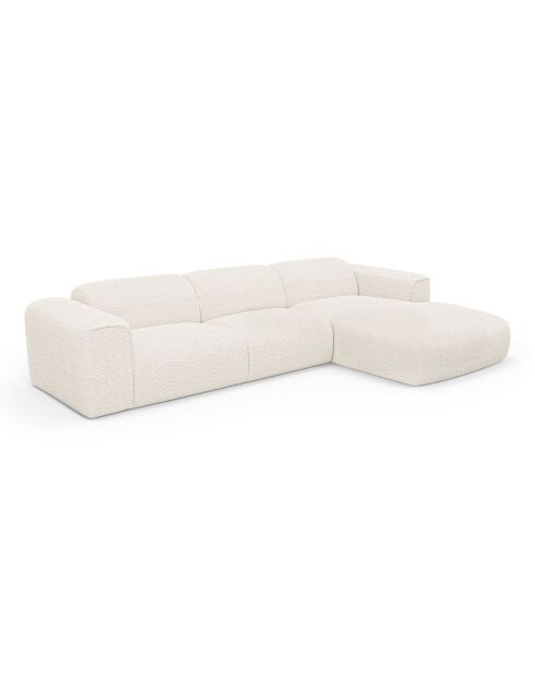 Omvormbare rechterhoekbank express Dunlopillo matras 140 cm NOVA Boucle stof Cream - 299x165x73