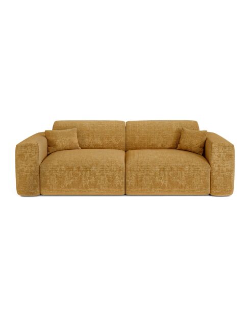 LIVA 4-Sitzer-Ausziehsofa aus Samt mit Senfprägung - 240x97x73