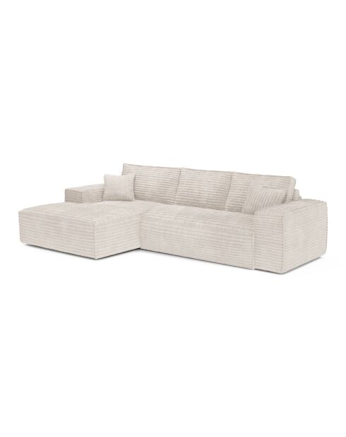 Linkerhoekbank converteerbaar expressmatras 140 cm RUBY 140 cm RUBY corduroy XXL crème - 320x165x80