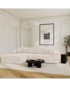 Linkes Ecksofa, umwandelbare Expressmatratze, 140 cm, RUBY, 140 cm, Kord, XXL, cremefarben, 320 x 165 x 80