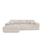 Linkes Ecksofa, umwandelbare Expressmatratze, 140 cm, RUBY, 140 cm, Kord, XXL, cremefarben, 320 x 165 x 80