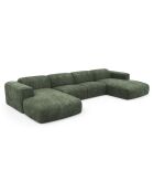 Divano panoramico trasformabile 140 cm in velluto intrecciato verde oliva - 414x165x73