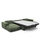 Divano panoramico trasformabile 140 cm in velluto intrecciato verde oliva - 414x165x73