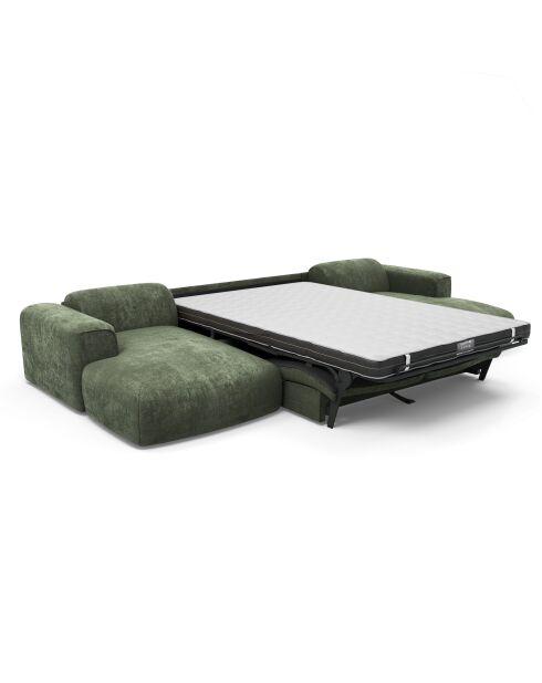 Ausziehbares Panoramasofa 140 cm Nova Olivgrüner gewebter Samt - 414x165x73
