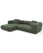 Sofá de esquina izquierda 280cm ROMY Terciopelo tejido verde oliva - 280x166x70