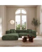 Sofá de esquina izquierda 280cm ROMY Terciopelo tejido verde oliva - 280x166x70