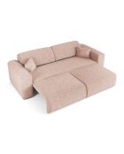 Divano trasformabile LIVA a 4 posti in velluto strutturato rosa vintage - 240x97x73