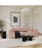 Divano trasformabile LIVA a 4 posti in velluto strutturato rosa vintage - 240x97x73