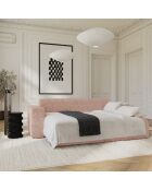 Divano trasformabile LIVA a 4 posti in velluto strutturato rosa vintage - 240x97x73