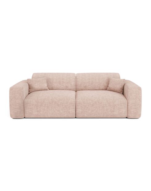Canapé 4 places convertible LIVA Velours texturé Rose vintage - 240x97x73