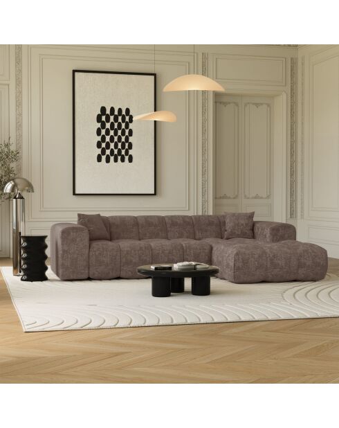 COVA Rechteckiges Sofa Taupe aus geprägtem Samt - 290x94x69,5