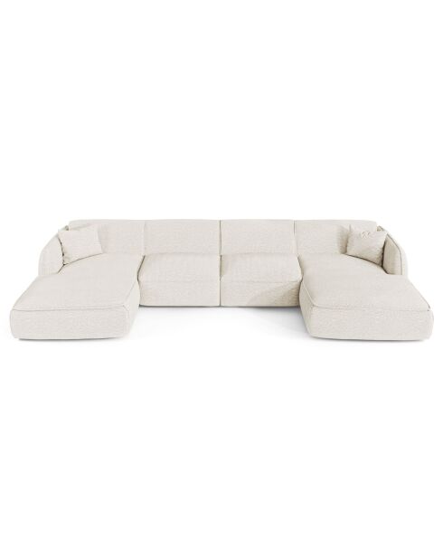 Panoramische bank met kussens LIAM Cream Boucle Fabric - 346x166x76