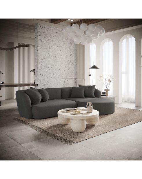 EMY rechtes Ecksofa aus anthrazitgrauem Webstoff - 300x155x77