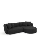 EMY rechtes Ecksofa aus anthrazitgrauem Webstoff - 300x155x77