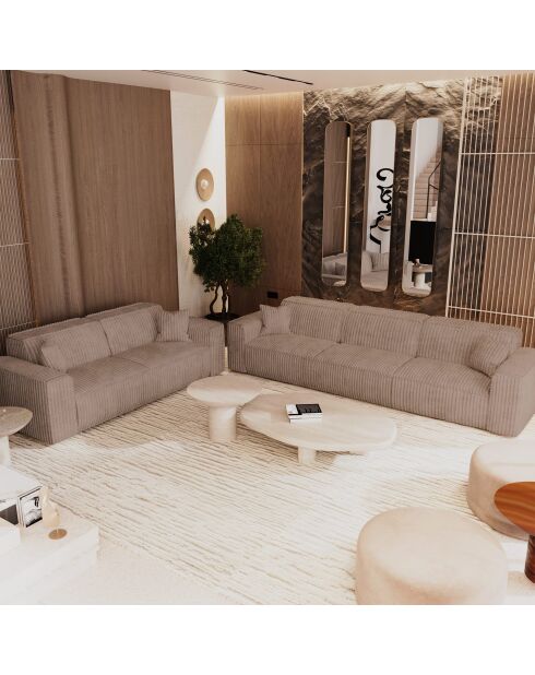 5-zitsbank met 2 sierkussens RUBEN XXL Corduroy Taupe - 323x95x78