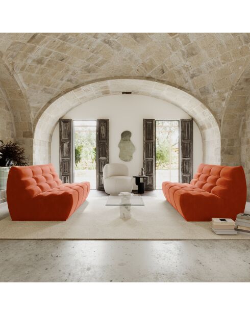 Canapé 4 places modulable Jody Velours ORANGE - 205x112x80