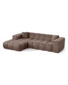 COVA linkerhoekbank Taupe fluweel met reliëf - 290x94x69,5