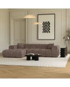 COVA linkerhoekbank Taupe fluweel met reliëf - 290x94x69,5