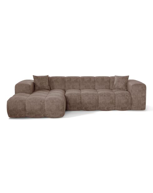 COVA linkerhoekbank Taupe fluweel met reliëf - 290x94x69,5