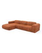 Linkerhoekbank converteerbaar express Dunlopillo-matras 140 cm NOVA Terracotta getextureerd fluweel - 299x165x73
