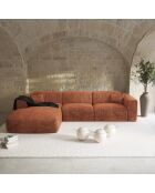 Linkerhoekbank converteerbaar express Dunlopillo-matras 140 cm NOVA Terracotta getextureerd fluweel - 299x165x73