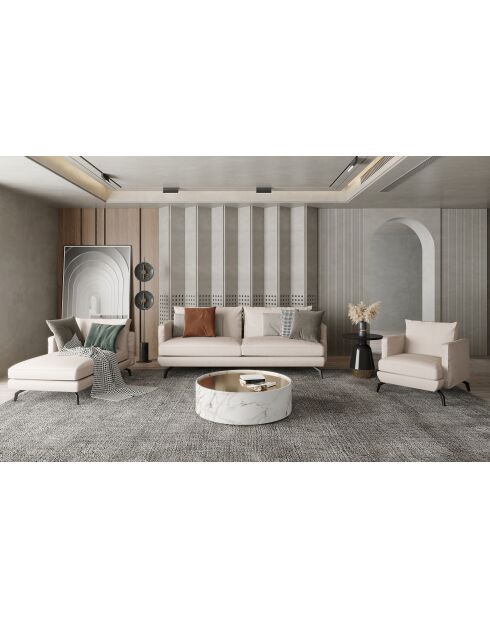 Méridienne gauche Unic Beige Tissu tramé - 70x150x83