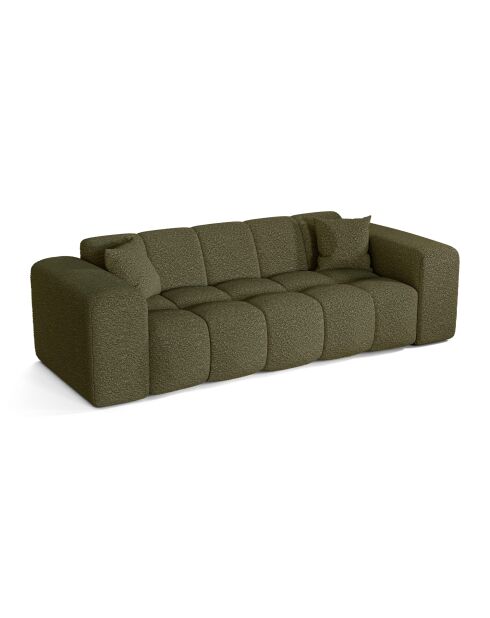 Sofá COVA de 4 plazas Tejido rizado verde oliva - 247x94x69,5