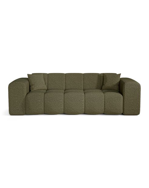 Sofá COVA de 4 plazas Tejido rizado verde oliva - 247x94x69,5