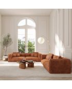 ROMY 4-zitsbank Terracotta geweven fluweel - 304x105x70