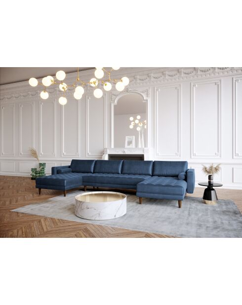 U Jakob Panoramasofa Mitternachtsblauer Samt - 335x85x77