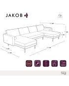 U Jakob Panoramasofa Mitternachtsblauer Samt - 335x85x77