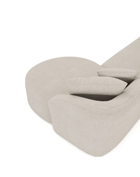 Canapé d'angle droit EMY Tissu tramé Crème - 300x155x77