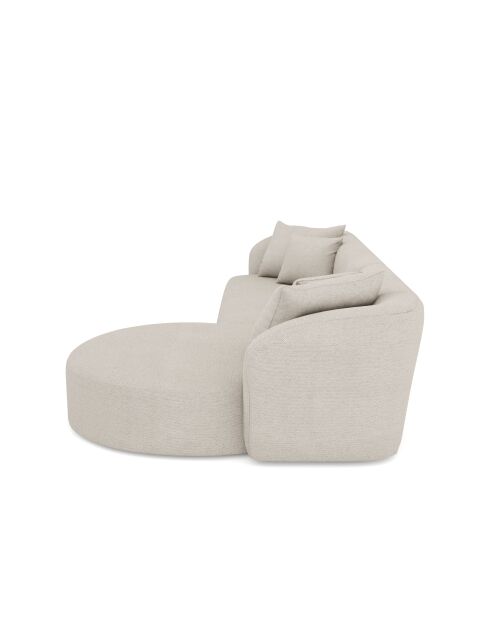 Canapé d'angle droit EMY Tissu tramé Crème - 300x155x77