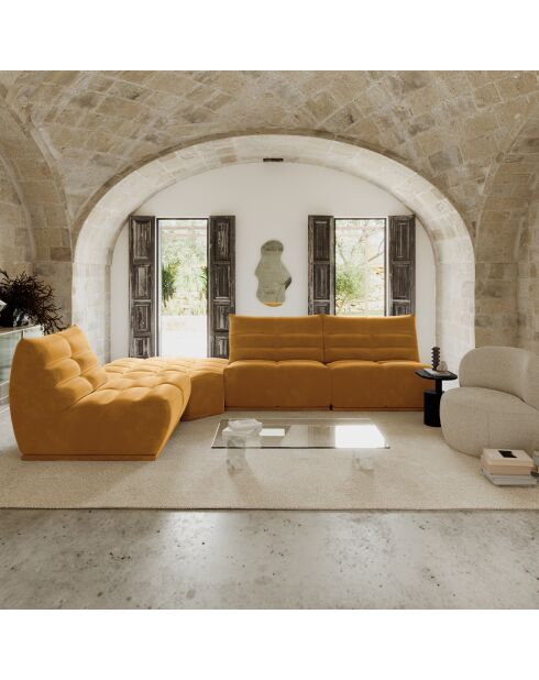 Fauteuil modulable Jody Velours MOUTARDE - 85x112x80