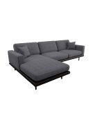 Linkes Ecksofa Pioni aus anthrazitfarbenem lockigem Stoff mit schwarzem Ledergestell - 293x170x85