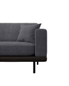 Linkes Ecksofa Pioni aus anthrazitfarbenem lockigem Stoff mit schwarzem Ledergestell - 293x170x85