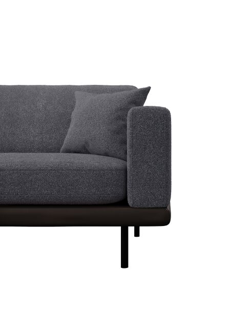 Linkes Ecksofa Pioni aus anthrazitfarbenem lockigem Stoff mit schwarzem Ledergestell - 293x170x85