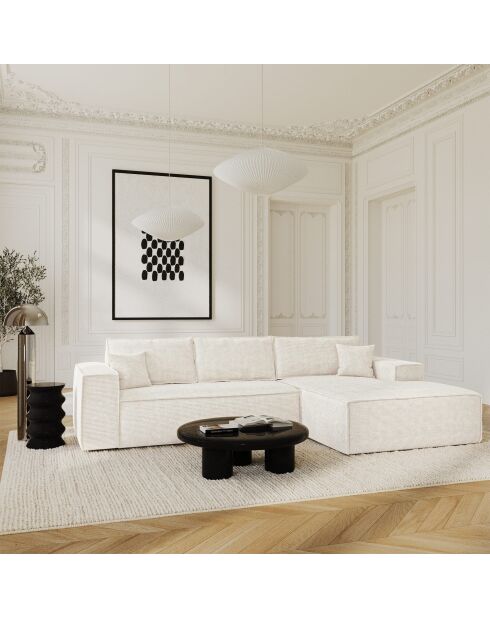 Omvormbare rechterhoekbank express matras 140 cm RUBY crème corduroy - 320x165x80