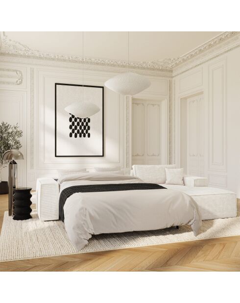 Omvormbare rechterhoekbank express matras 140 cm RUBY crème corduroy - 320x165x80