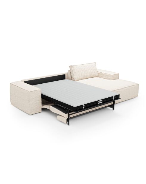 Omvormbare rechterhoekbank express matras 140 cm RUBY crème corduroy - 320x165x80