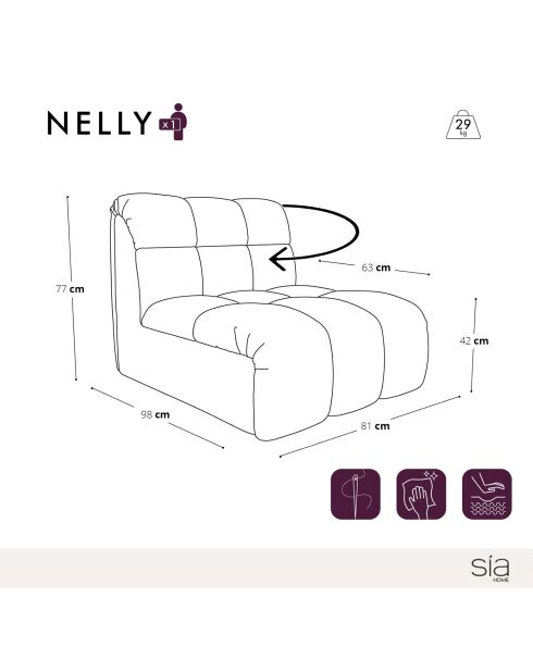 Fauteuil pivotant NELLY Velours chenillé Beige - 81x98x77