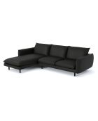 Divano Isak Left Corner in pelle nera - 235x92x85