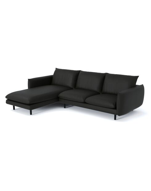 Divano Isak Left Corner in pelle nera - 235x92x85