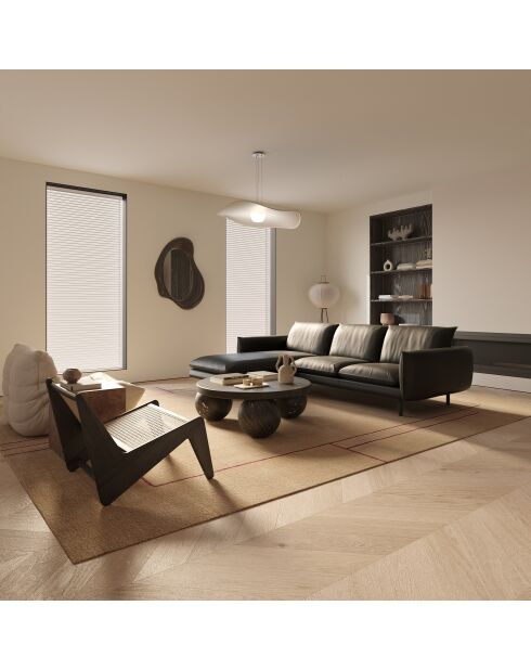 Divano Isak Left Corner in pelle nera - 235x92x85